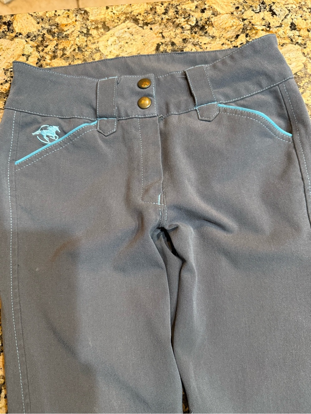 Piper SmartPak Girls size 22 R Breeches with Teal Trim sock ankle
